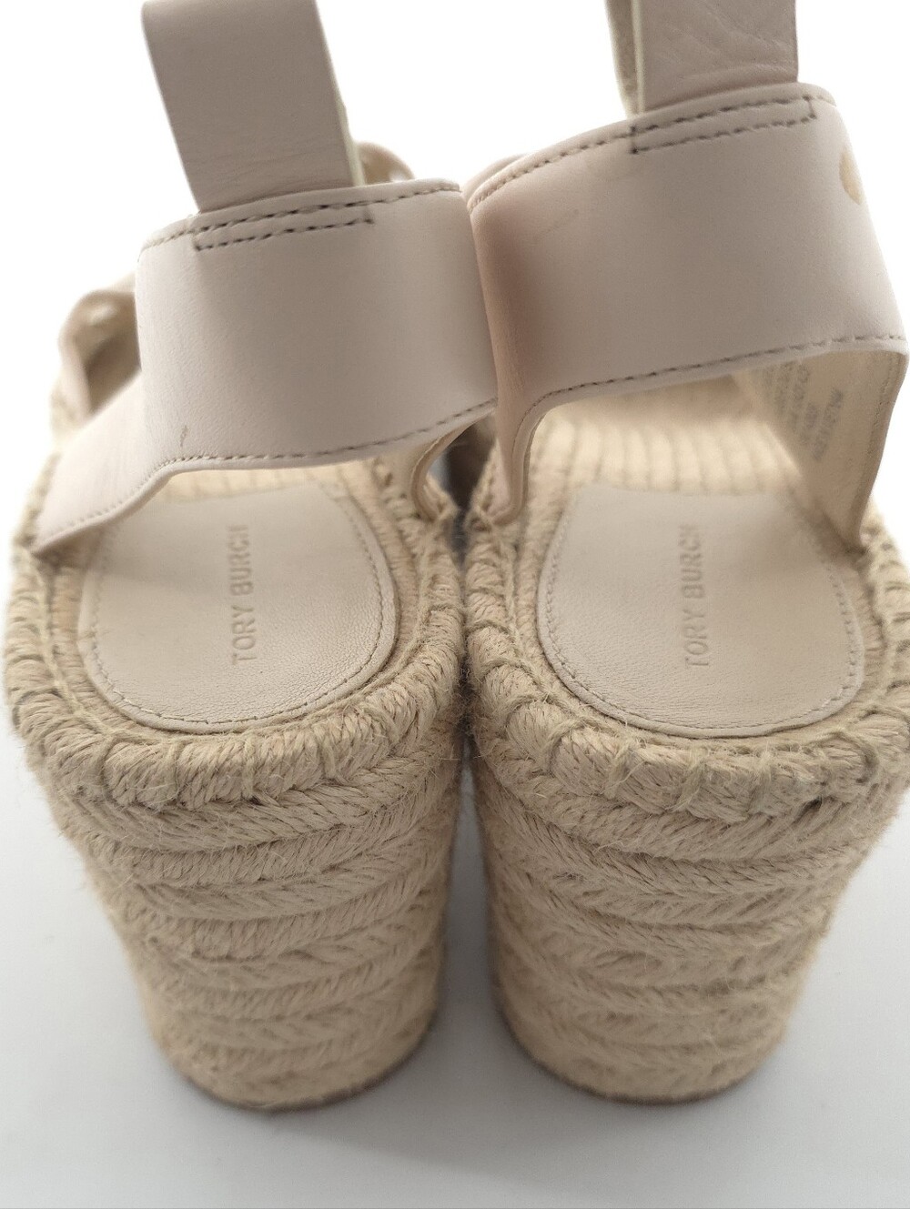 Tory Burch Basket-Weave Leather Espadrille Wedge Sandals Size 10.5 - Picture 8 of 11